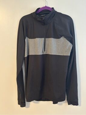 Champion Performance long sleeve black Gray contrast stripe workout top Large